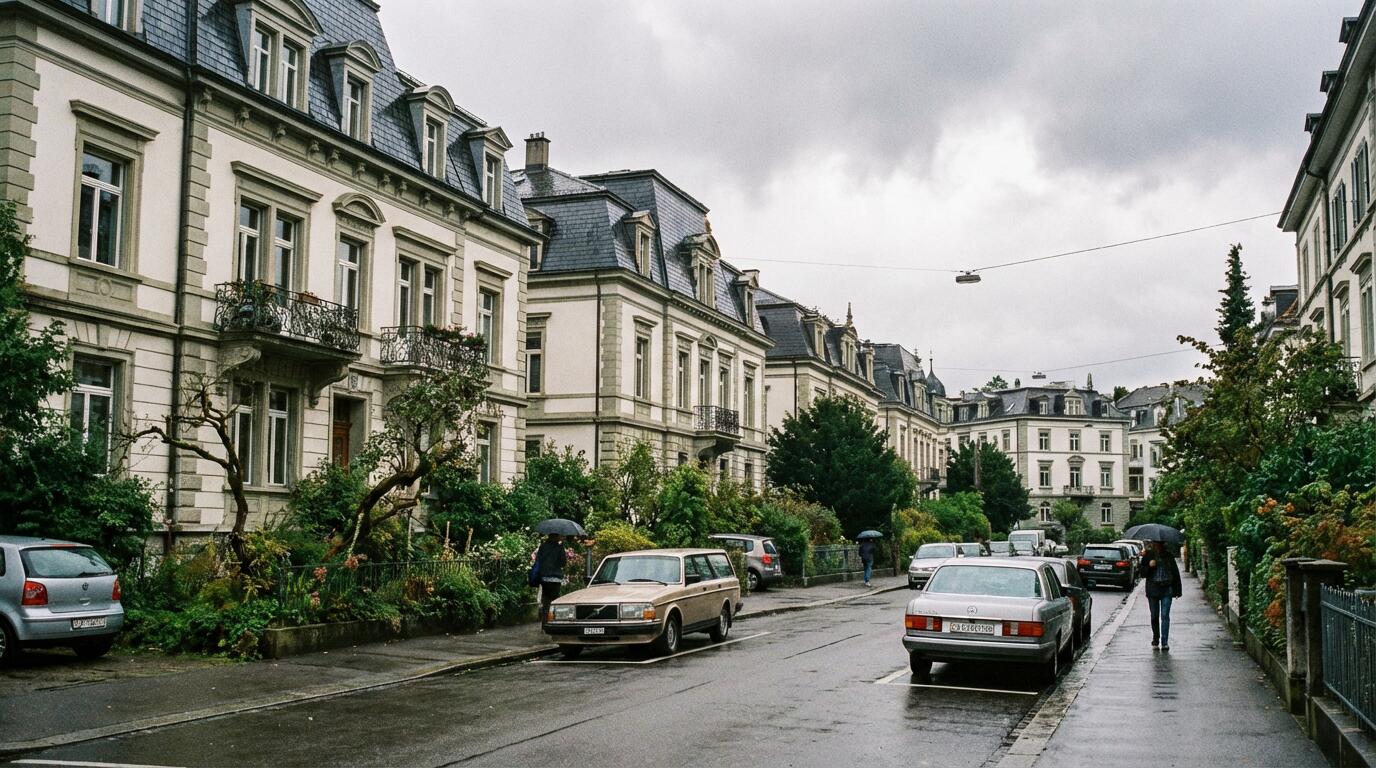 Ruhige Wohnstrasse in gehobenem Zürcher Quartier mit Mehrfamilienhäusern (Immobilienpreise Zürich)